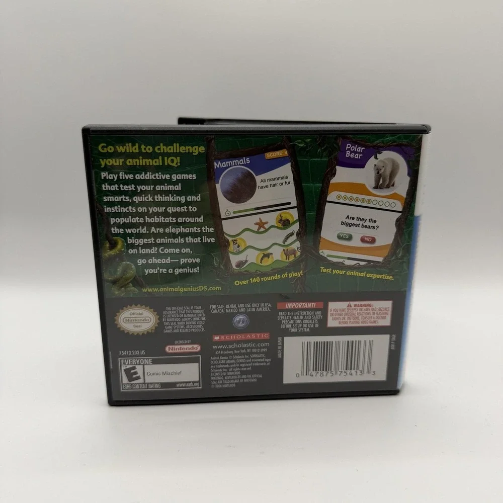 Animal Genius Nintendo DS Game E Scholastic NTSC-U/C Case Cart Quiz Trivia